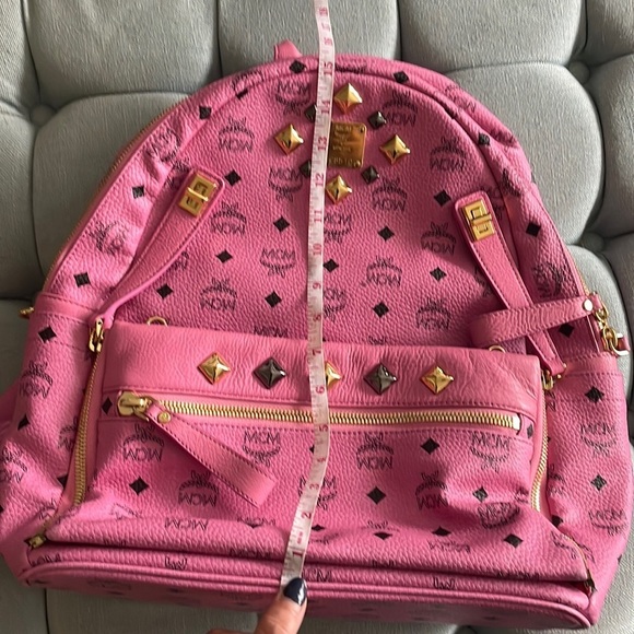 MCM Dual Stark Studded Visetos Pink Backpack - Picture 16 of 16